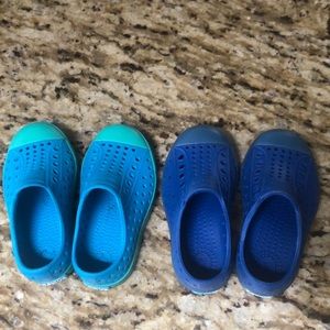2 pairs gently used  kids Native Jefferson shoes
